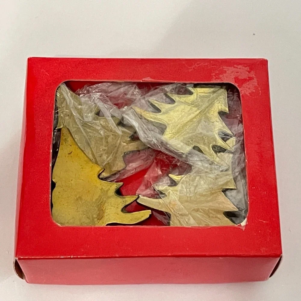 Brass Napkin Rings Christmas‎ Trees Lot of 4